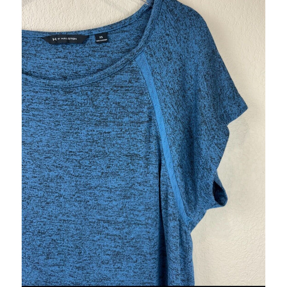 H by Halston Womens Pullover T-shirt Size‎ XS Blue Black Blend Short Sleeve - Picture 3 of 13